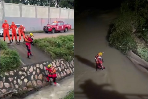 Corpo de Bombeiros realiza buscas por mulher arrastada por enxurrada em Vitória da Conquista