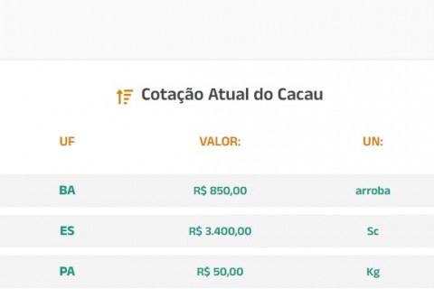 Cotação Atual do Cacau