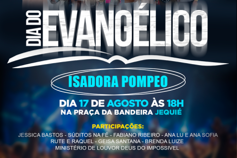 Dia do Evangélico 2024 será comemorado neste sábado na Prça com show da cantora Isadora Pompeo