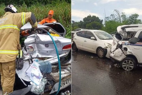 Acidente envolvendo 13 veículos deixa seis feridos na BR-324, no trecho de Simões Filho