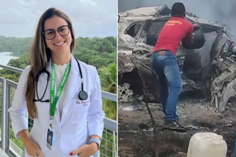 Médica morre carbonizada após colisão entre carros na BA-120