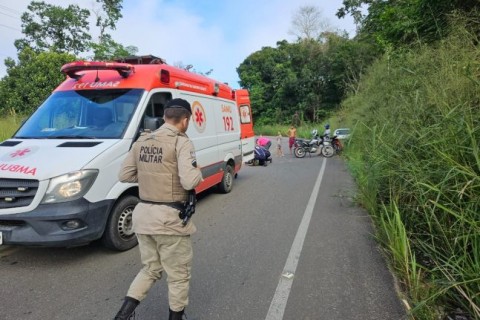 Motociclista fica ferido em acidente na BA-650, entre Ipiaú e Ibirataia