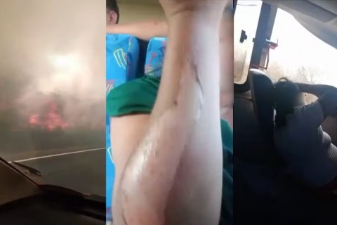 Dezenove pessoas ficam feridas após ônibus passar por rodovia durante incêndio na Bahia